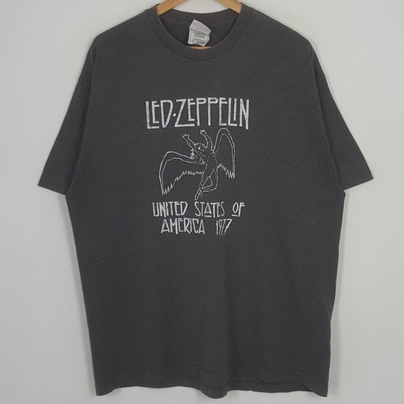 Hanes Other - Led Zeppelin 1977 USA Tour Vintage Style Band Tee XXL Gray Graphic Shirt